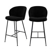 Chaise pour îlot central 66 cm en tissu bouclé noir (lot de 2) - Groom