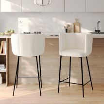 Set de 2 taburetes para isla de cocina en tela bouclé beige 65 cm - Rosy