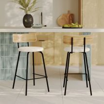 Set de 2 sillas para isla de cocina en tela blanco roto 64 cm - Alize