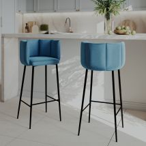 Set de 2 sillas de bar de terciopelo azul 75 cm - Rosy
