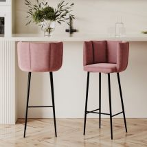 Set de 2 sillas de bar de terciopelo rosa - Rosy