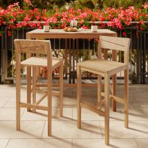 Set de 2 sillas de bar de exterior en madera maciza de teca - Tunga
