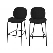 Set de 2 sillas para isla central en tejido bouclé negro 65,5 cm - Iris