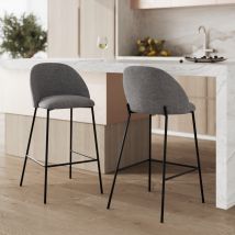 Set de 2 sillas para isla de cocina en tela moteada gris oscuro 66 cm - Karl