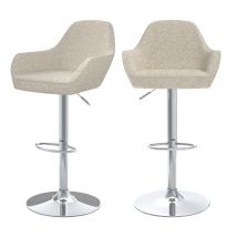 Set de 2 sillas de bar blancas efecto bouclé lana 63/83 cm - Adam