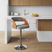 Silla de bar ajustable 62/84 cm en tejido gris claro - Louis