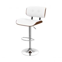 Chaise de bar réglable en PU blanc 65/86 cm - Melchior
