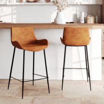 Chaise pour îlot central 65 cm en cuir synthétique camel (lot de 2) - Pirata