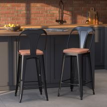 Set de 2 taburetes para isla de cocina negros y marrones 66 cm - Charly
