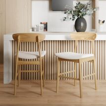 Set de 2 sillas para isla de cocina en tela beige 66 cm - Lana