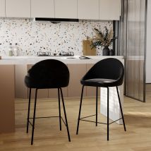 Set de 2 sillas para isla de cocina en terciopelo negro 65 cm - Misty