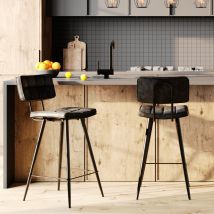 Set de 2 taburetes para isla de cocina gris/negro 66 cm - Texas