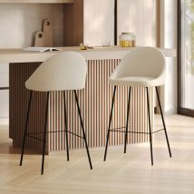 Set de 2 sillas de bar de media altura en tela beige 75 cm - Misty