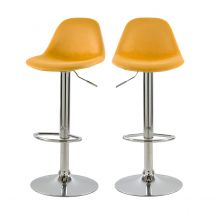 Chaise de bar réglable en velours jaune 60/82 cm (lot de 2) - Pavo