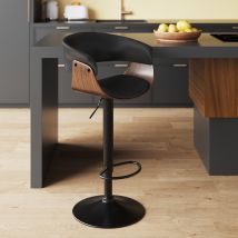 Silla de bar ajustable 59/81 cm en cuero artificial negro - Basile