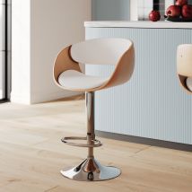 Silla de bar regulable en piel sintética blanca 62,5/83,5 cm - Adelmar
