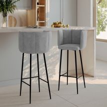 Set de 2 sillas de bar de terciopelo gris claro 75 cm - Rosy