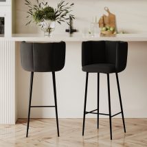 Set de 2 sillas de bar de terciopelo negro - Rosy