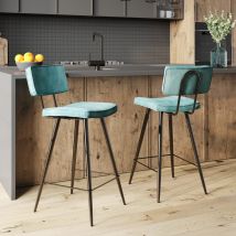 Set de 2 taburetes para isla de cocina de sintético azul 66 cm - Texas