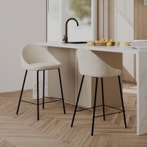Set de 2 sillas para isla de cocina blancas efecto lana 65 cm - Misty