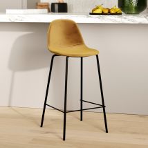 Silla para isla central de terciopelo amarillo 65 cm - Henrik