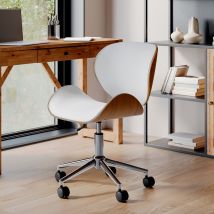 Silla giratoria de oficina en piel sintética blanca 79-91cm - Baudoin