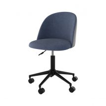 Chaise de bureau pivotante en tissu bleu et cuir synthétique gris - Jane