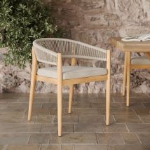 Silla de jardín de tela beige y madera de acacia - Izïa