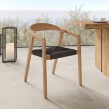 Silla de jardín de madera de teca reciclada y ratán sintético - Malio