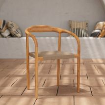 Silla de jardín en cuerda trenzada gris y madera de teca - Lanza