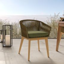 Chaise de jardin en tissu vert et bois d'acacia - Olive