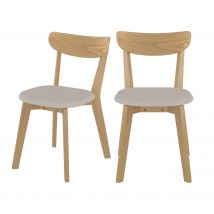 Set de 2 sillas en tela beige y madera de fresno - Tabata