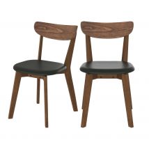 Set de 2 sillas en cuero sintético y madera de fresno - Tabata