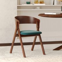 Chaise en bois d'hévéa et tissu vert chiné - Héloïse - Rendez-Vous Déco