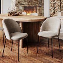 Chaise en tissu bouclé beige (lot de 2) - Karl
