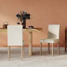 Set de 2 sillas de tela beige con patas de madera de roble - Havane