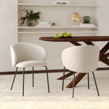 Lot de 2 chaises en tissu beige et pieds en métal noir - Victoria - Rendez-Vous Déco