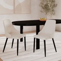 Set de 2 sillas en tela beige con patas de metal - Pipo