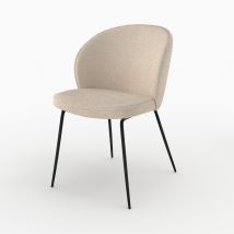 Silla de tela boucle beige y patas de metal - Groom