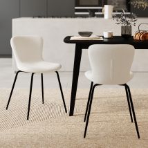 Set de 2 sillas blancas efecto lana con patas de metal - Koko