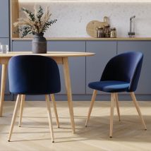 Set de 2 sillas de terciopelo azul oscuro con patas de metal - Cozy