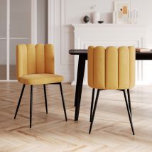 Lot de 2 chaises en velours jaune et pieds en métal - Rosy - Rendez-Vous Déco