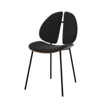 Chaise en velours noir et bois de noyer - Coccinelle