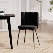Chaise en velours noir et peids en métal noir - Rosy - Rendez-Vous Déco