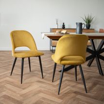 Chaise en velours jaune et pieds métal noir (lot de 2) - Pénélope