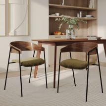 Chaise en velours vert kaki et bois de noyer (lot de 2) - Esmée