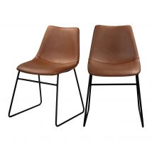 Chaise en cuir synthétique marron (lot de 2) - Gaspard