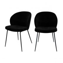 Chaise en tissu bouclé noir et pieds en métal (lot de 2) - Groom
