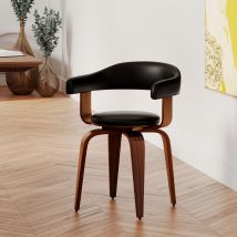 Silla con reposabrazos de cuero sintético negro - Harold