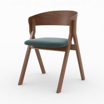 Silla de madera hevea y tela verde jaspeada - Héloïse